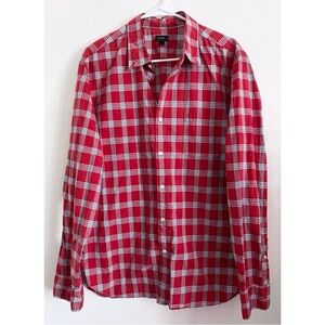 J. Crew โข Red White Plaid Button Down Shirt